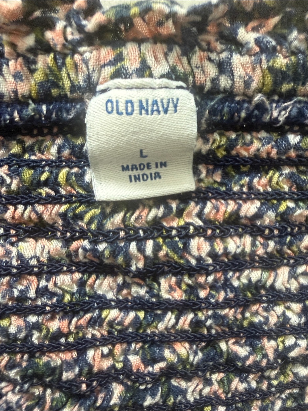 Old Navy L Floral Smocked Peplum Blouse Puff Sleeve Cottagecore Boho - Picture 2 of 6